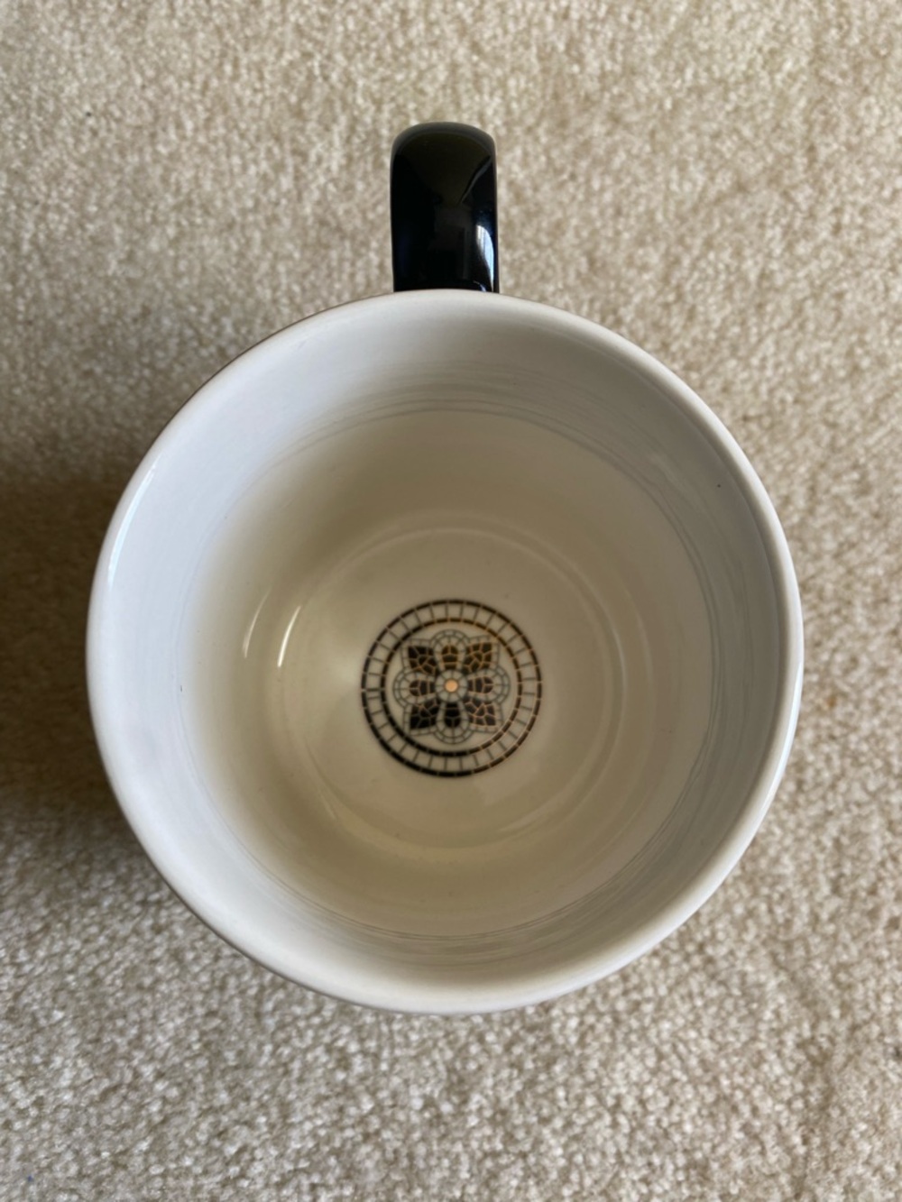 Anthropologie Bistro Tile Mug Initial Letter T Mosiac Coffee Black White Gold - Picture 5 of 8
